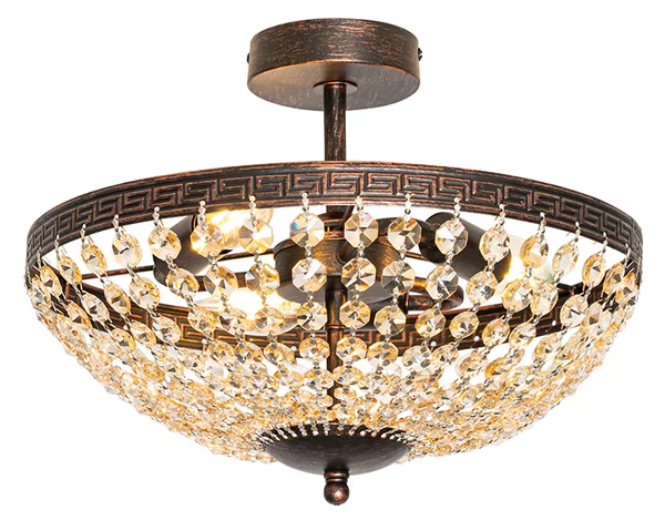 Plafoniera classica bronzo e cristallo 3 luci - Mondrian