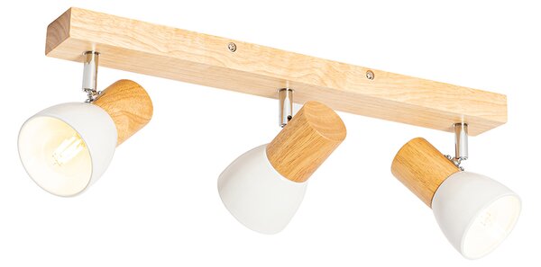 Faretto da soffitto in legno con 3 luci bianche orientabili - Thorin