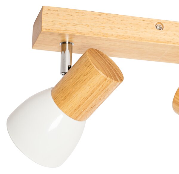 Faretto da soffitto in legno e bianco 2 luci orientabile - Thorin