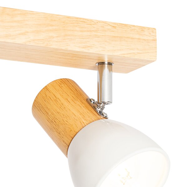 Faretto da soffitto in legno con bianco orientabile 3 luci - Thorin