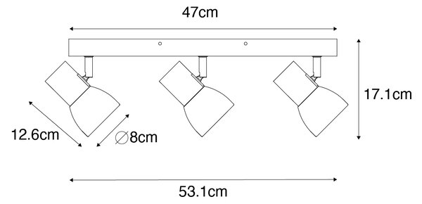 Faretto da soffitto in legno con bianco orientabile 3 luci - Thorin
