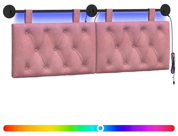 Testiera sospesa Con luce LED Rosa Velluto