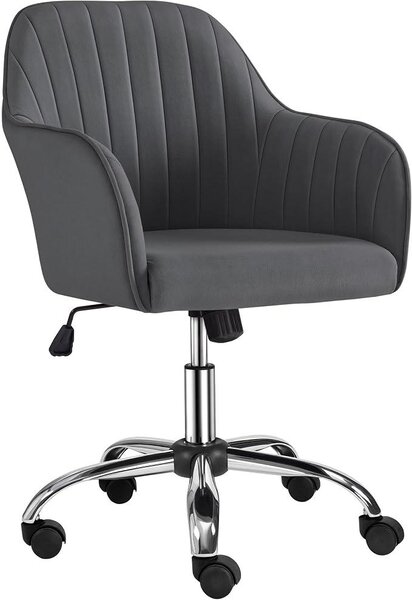Sedia da ufficio per smart working, con altezza regolabile, sedia da trucco, colore grigio scuro | Sedia da scrivania con tessuto traspirante, sedia da ufficio con braccioli, adatta per studio, camera da letto, con capacità di carico fino a 136 kg