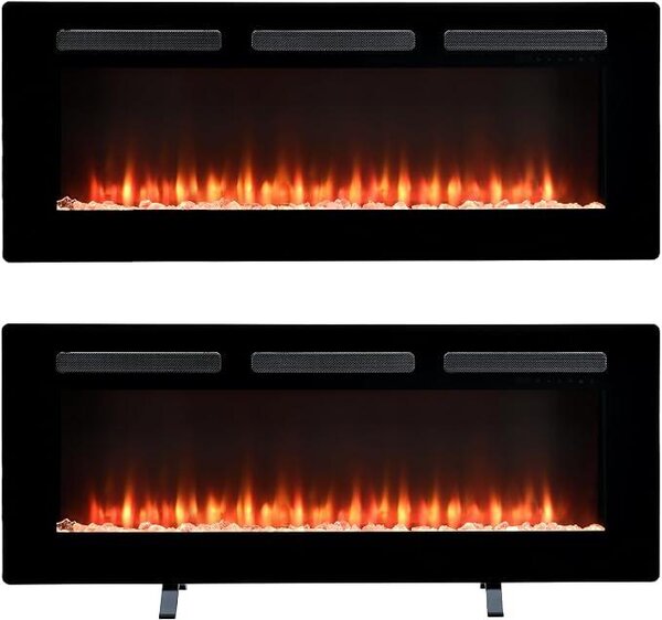 Camino elettrico Sierra 48" / 122 cm - Camino elettrico con riscaldamento e effetto fiamma realistico - Può essere installato, appeso o posizionato a pavimento - Controllo tramite app - 121,9 cm