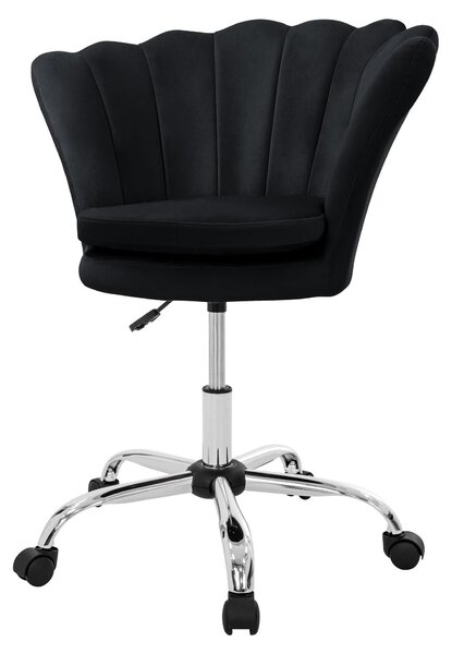 Sedia da ufficio in velluto, colore nero - Altezza regolabile da 49 a 59 cm - Dimensioni 68x68x90 cm - Struttura in metallo - Adatta per l'ufficio e il lavoro da casa