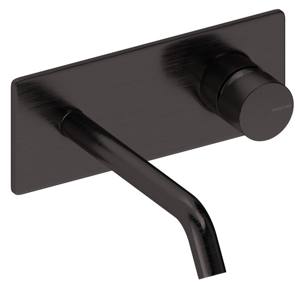 SANYCCES LOOP K ColdOpen Rubinetto lavabo da incasso a parete con sporgenza di 18 cm, nero metallizzato