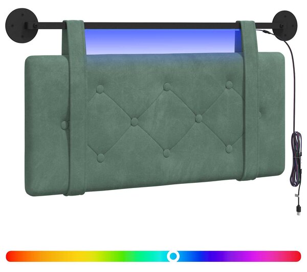 Testiera sospesa Con luce LED Verde Mare Velluto