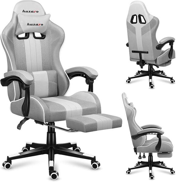 Sedia da gaming Force 4.7 - Sedia da ufficio ergonomica e sedia per PC – Bianca | Sedia da scrivania per giocatori - Portata massima di 150 kg - Con poggiapiedi estraibile e supporto lombare - Tessuto a rete