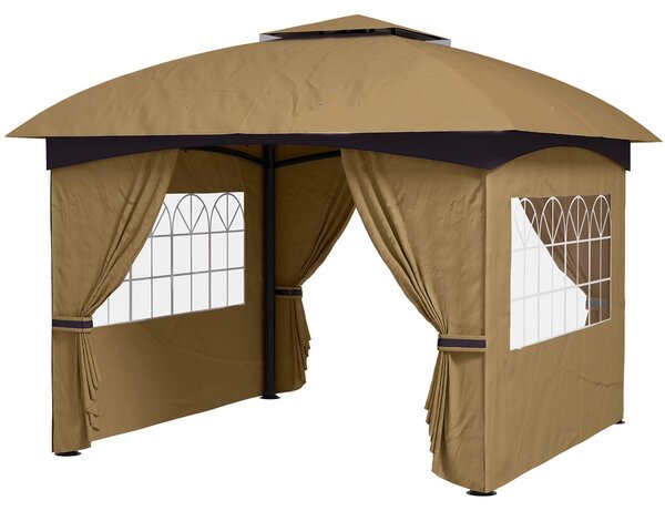Gazebo Outsunny 3,4x3,4 m, idrorepellente, con 4 pareti laterali