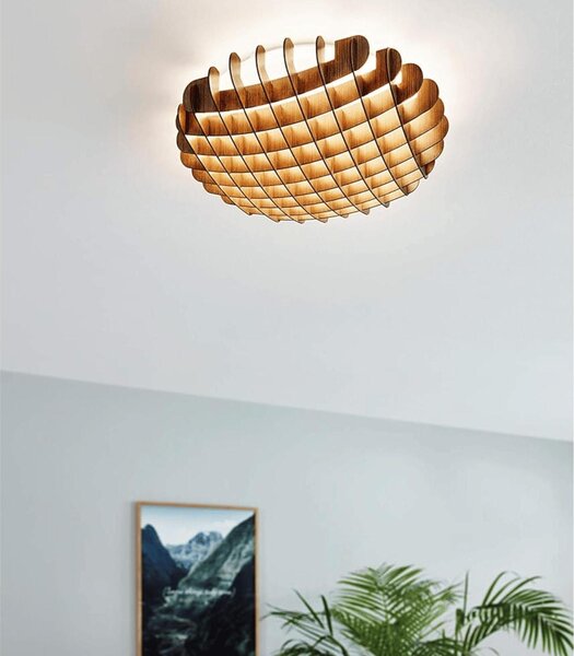 EGLO VALDECABRAS plafoniera LED 33,5 watt in legno marrone Plafoniera a traliccio 50cm
