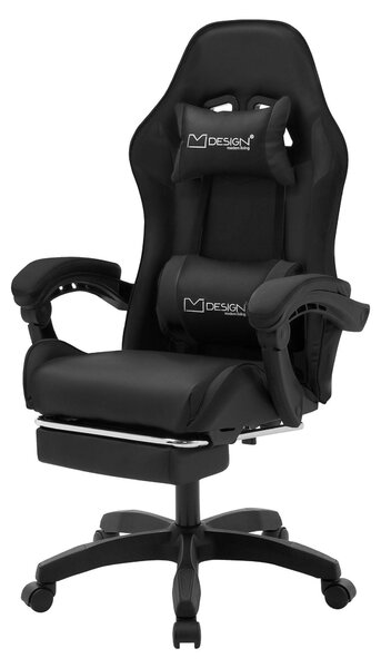 Sedia da gaming ergonomica - Sedia da ufficio in ecopelle nera - Portata massima di 200 kg - Con poggiapiedi