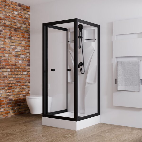 Schulte cabina completa Juist, 80 x 80 x 190 cm, vetro di sicurezza (ESG) chiaro, nero opaco