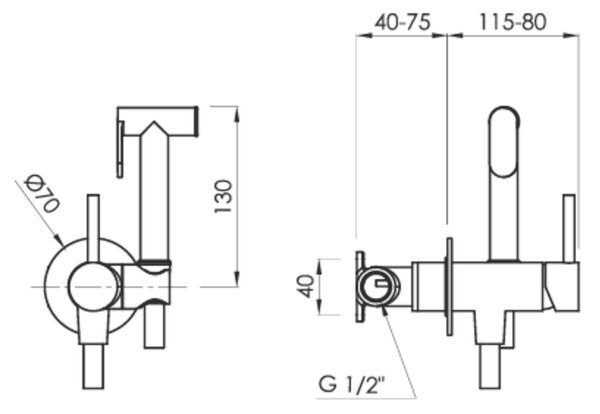 SANYCCES LOOP Set doccia bidet con funzione miscelatrice, nero opaco