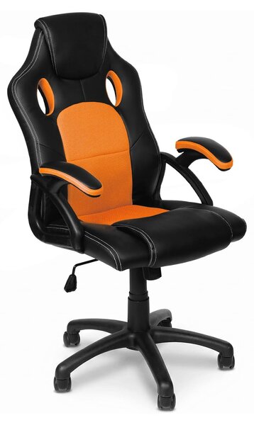 Sedia da ufficio arancione in ecopelle - Sedia da corsa ergonomica - Portata massima: 150 kg - Con braccioli - Adatta per ufficio e gaming