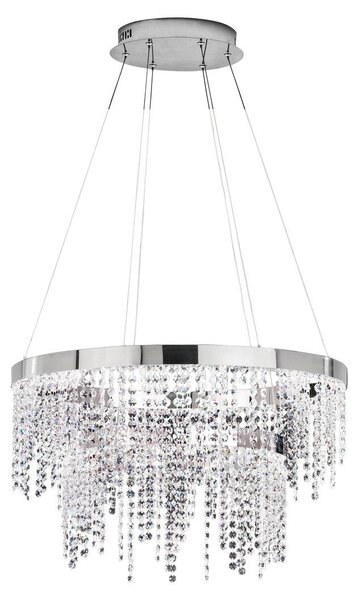 Lampada a sospensione LED in cristallo Antelao 5800lm cromo, trasparente