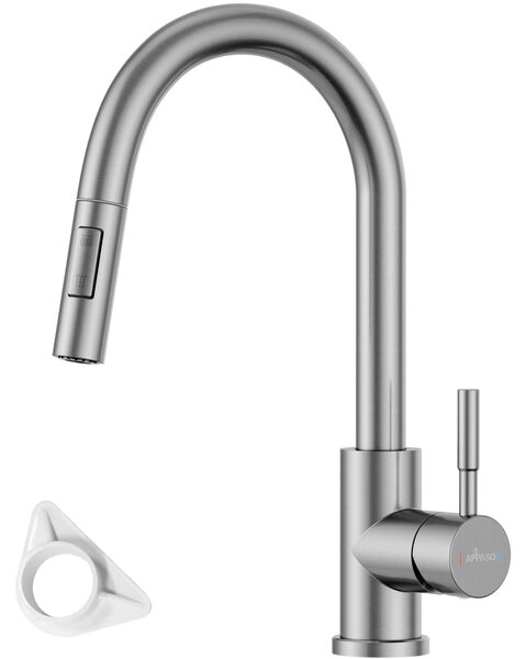 Rubinetto da cucina con doccetta, girevole a 360°, miscelatore estraibile, miscelatore ad alta pressione