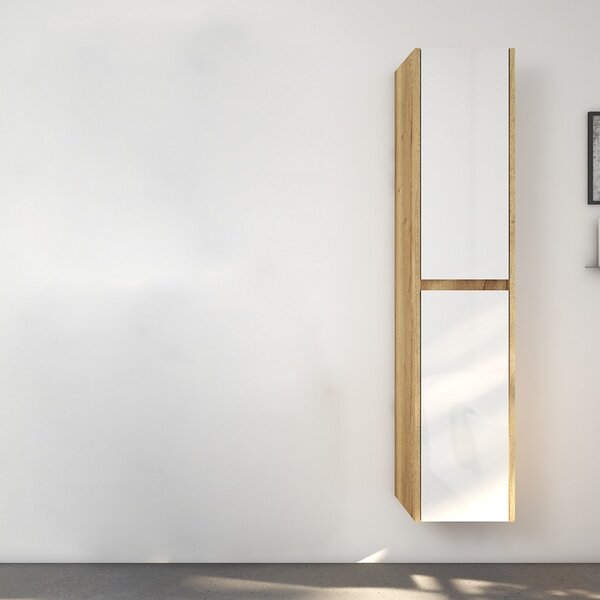 Colonna bagno sospesa 166 cm colore rovere naturale e bianco lucido | LAC-AMFI-RB - KAMALU