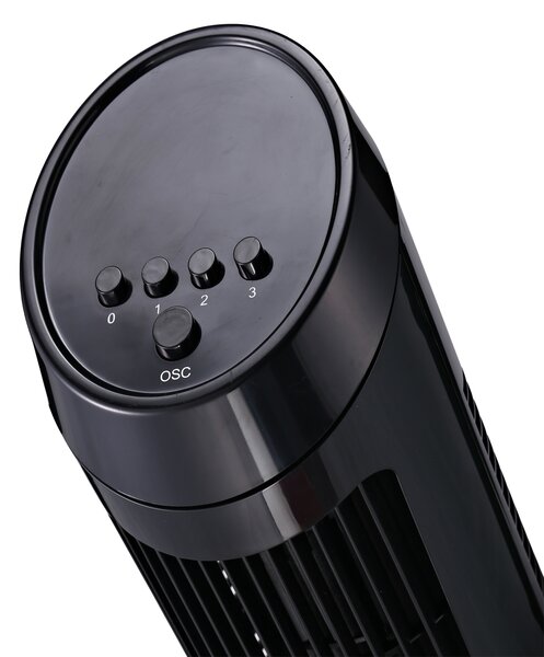 HOMCOM Ventilatore a Torre con Funzione Oscillante Tower Fan, 45W, 3 Modalità, Plastica ABS, Nero, 27x27x75cm