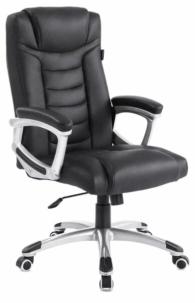 Sedia da ufficio ergonomica - Rivestita in ecopelle nera - Modello a forma di M - Struttura in metallo