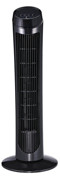 HOMCOM Ventilatore a Torre con Funzione Oscillante Tower Fan, 45W, 3 Modalità, Plastica ABS, Nero, 27x27x75cm