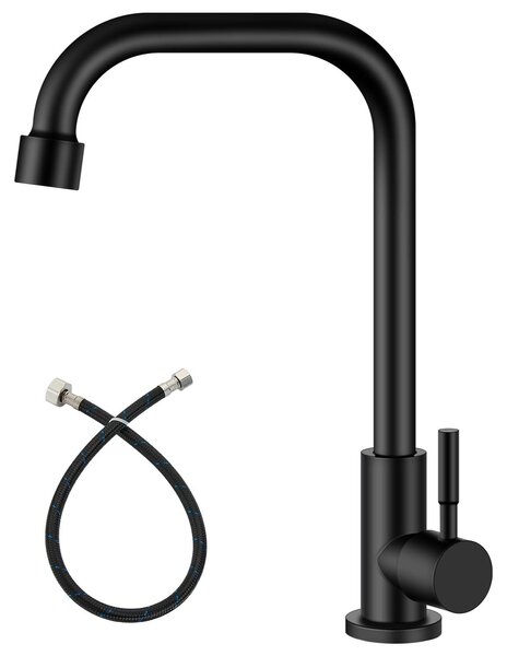Rubinetto da cucina per acqua fredda, girevole a 360°, colore nero opaco