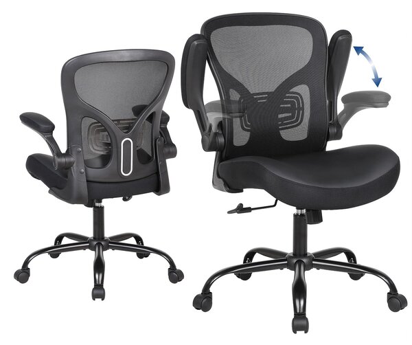 Sedia da ufficio ergonomica, sedia girevole in mesh con supporto lombare, colore nero