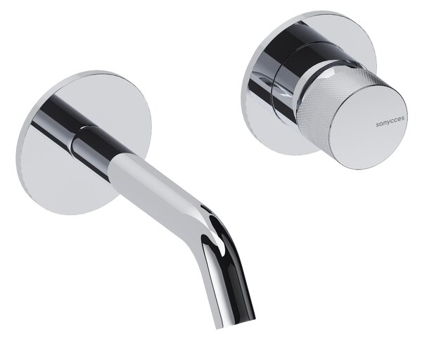 SANYCCES LOOP K ColdOpen Rubinetto lavabo da parete incasso con sporgenza di 14 cm, corpo incasso incluso, cromato