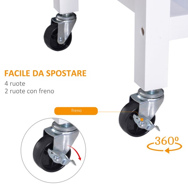 HOMCOM Carrello da Cucina Classico con Cassetti e Ruote Mobiletto Cucina in Legno Salvaspazio 89x40x84cm|Aosom