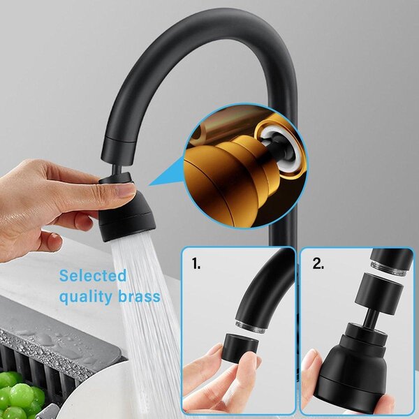 Prolunga per rubinetto a 3 stadi, rotazione a 360° – per rubinetti da cucina – miscelatore da cucina – regolatore di flusso multifunzionale con adattatore – universale per cucina e