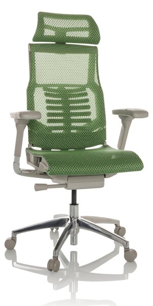 Sedia da ufficio di alta qualità jhjh OFFICE, modello POFIT G GEN2. Sedia ergonomica per scrivania con braccioli, realizzata in tessuto a rete, colore verde. Sedia girevole per ufficio o per la casa