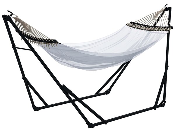 Outsunny Supporto per Amaca 120kg max con Amaca e Borsa Incluse, in Metallo, 263x89x100 cm, Nero e Bianco | Aosom Italy