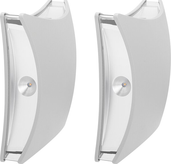 Set da 2 lampade da parete in alluminio spazzolato grigio chiaro, IP54