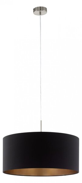 Lampada a sospensione Pasteri con paralume in tessuto Ø 53cm nero, rame