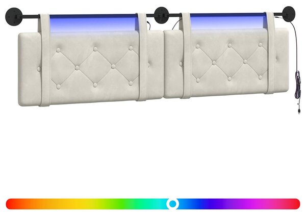 Testiera sospesa Con luce LED Crema Velluto