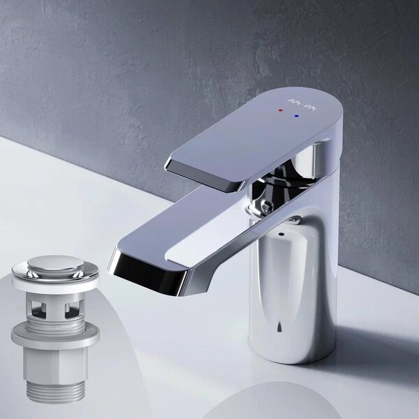 AM.PM Rubinetto da bagno con scarico a scomparsa per lavabo Rubinetto da bagno cromato Rubinetto da lavabo con scarico a scomparsa Valvola in ottone da 1 1/4 di pollice Scarico