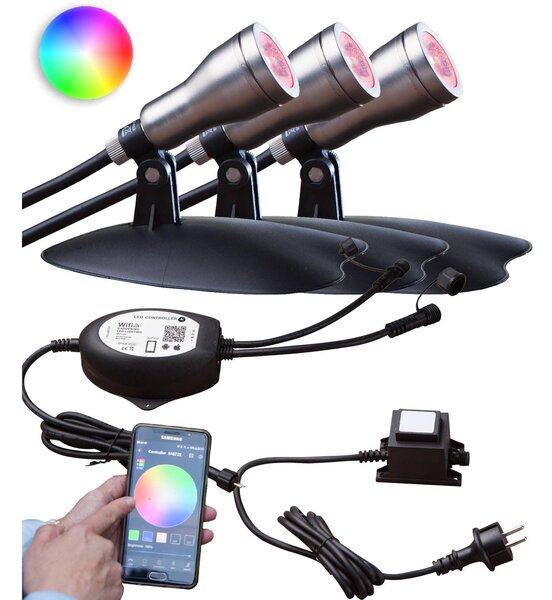 Heissner SMART LIGHTS Starter Set "WiFi" incl. 3 faretti RGB