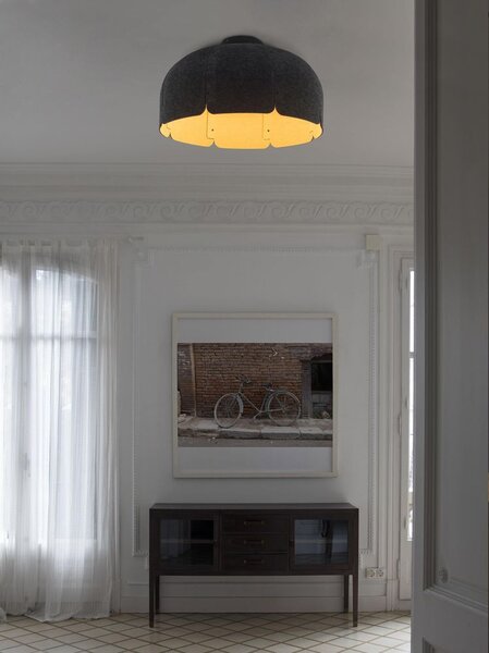 Lampada a sospensione per ufficio a LED Mute Ø 80cm fonoassorbente antracite/marrone semicircolare