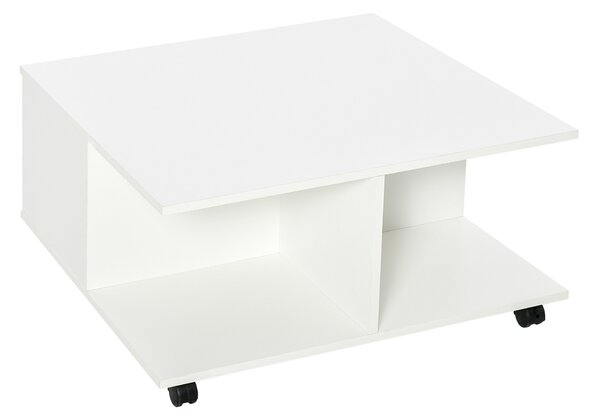 Tavolino HOMCOM Con Piedistallo E Piano In Vetro Temperato - Design Contemporaneo Bianco - Mobiletto Da Divano Multifunzione