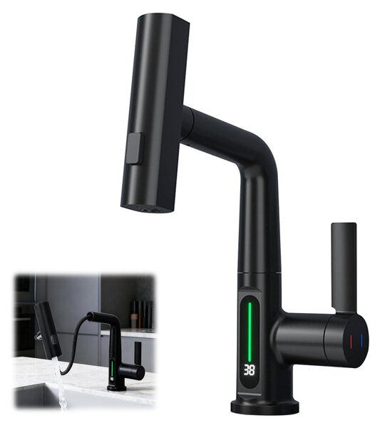 Rubinetto da cucina con doccetta estraibile e display LED digitale