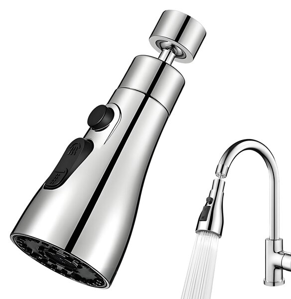 Rubinetto da cucina con doccetta manuale rotante a 360°, con 3 modalità