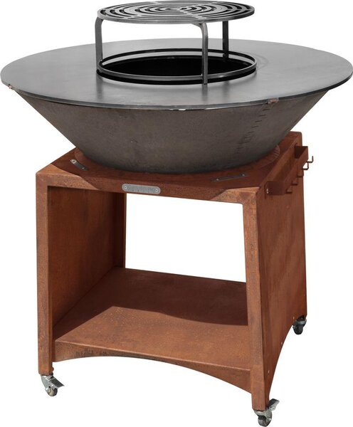 Grill Strend Pro Fiesta, versione ruggine, acciaio, diametro 100 cm, con braciere