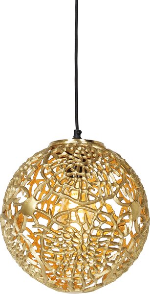 QAZQA - Lampada a sospensione Art Deco oro I ottone con nero - Maro I soggiorno I camera da letto - alluminio rotondo - LED adatto E27