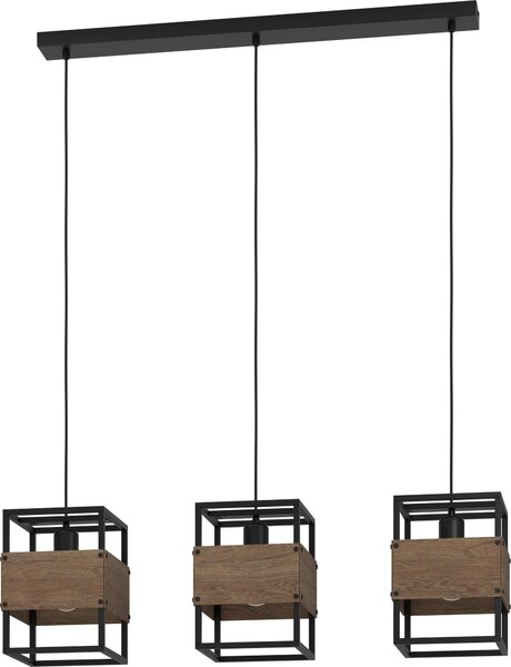 Eglo 43805 EVESHAM E27 tripla lampada a sospensione 895x195mm Nero Marrone
