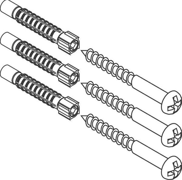 HG Set di fissaggio WallStoris per modanature a parete, 3 viti, 3 tasselli