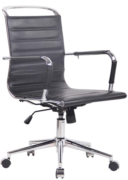 Sedia da ufficio nera in vera pelle - Ergonomica con braccioli - Capacità di carico: 136 kg