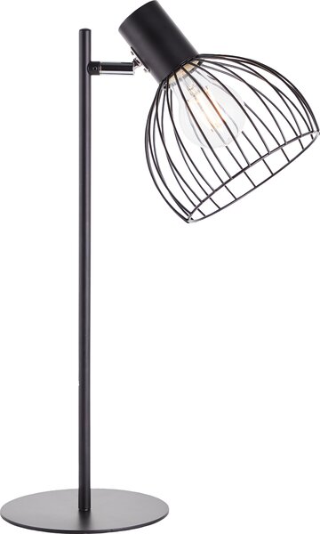 Lampada BRILLIANT, lampada da tavolo Blacky nera opaca, 1x A60, E27, 40 W, con interruttore a cordicella