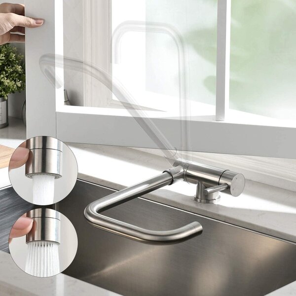 Rubinetto da cucina estraibile con 2 getti, bocchetta girevole a 360°, realizzato in ottone inossidabile