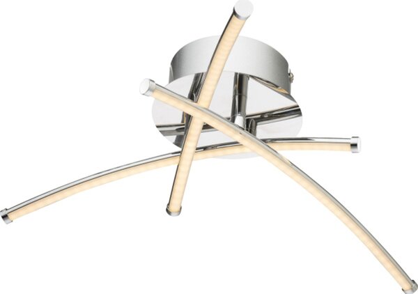 Globo Lighting plafoniera in metallo cromato, acrilico bianco, ø: 450mm, H: 140mm, incl. LED 9W 230V, sorgente 990lm, potenza 810lm, 3000K