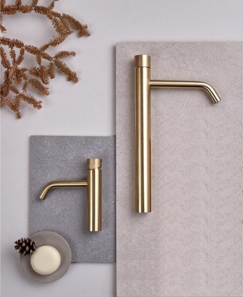 SANYCCES LOOP K ColdOpen Miscelatore monocomando per lavabo 36,3 cm, oro spazzolato