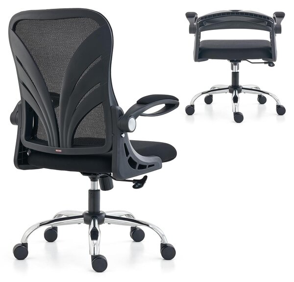 Sedia da ufficio ergonomica, con schienale pieghevole, seduta larga 52 cm, schienale in rete e struttura in alluminio